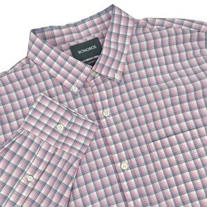 Bonobos Mens XL Standard Fit Pink Plaid Long Sleeve Button Down Shirt